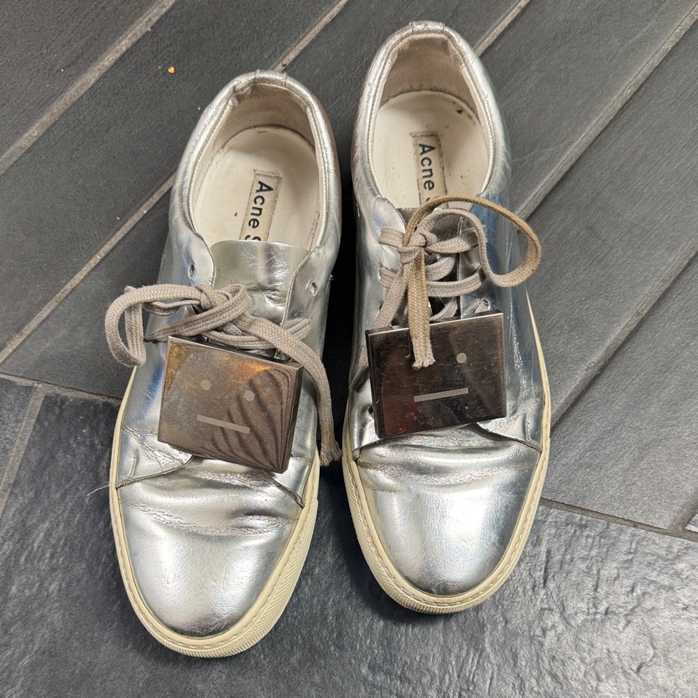 Acne Silver Metallic Sneakers